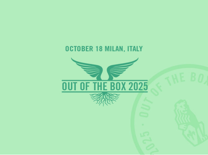 immagine save the date dell'evento con data evento e scritta out of the box 2025